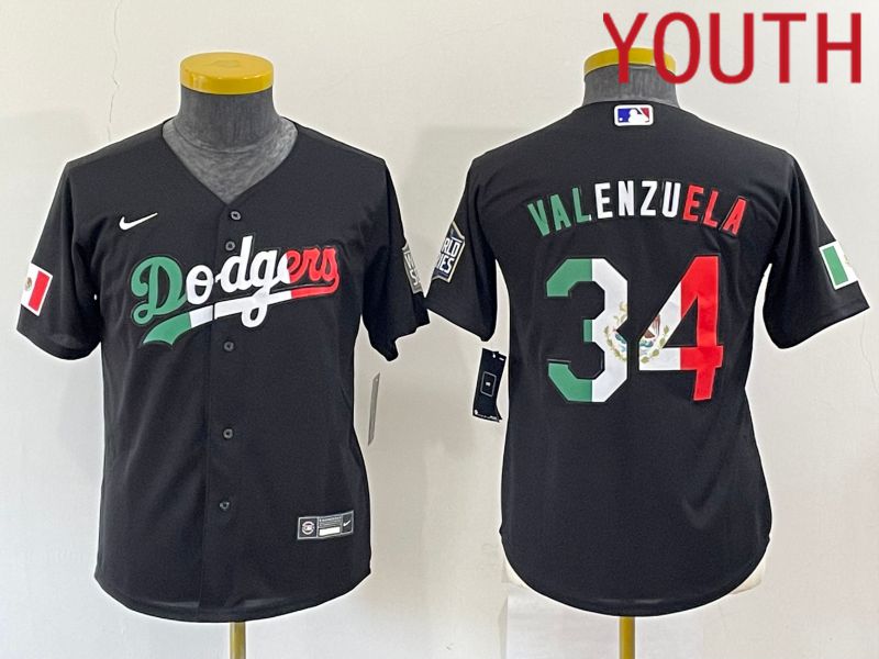 Youth Los Angeles Dodgers #34 Valenzuela Black Nike 2022 MLB Jersey2->seattle seahawks->NFL Jersey